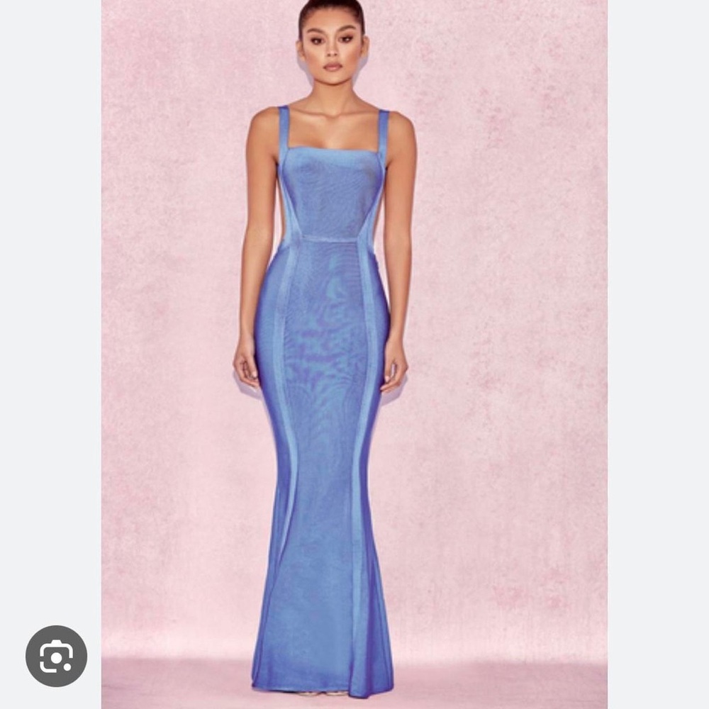 House of CB Blue Bodycon Dress Backless Square Neck